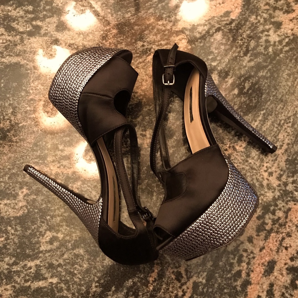 H by Halston Black Jeweled Pumps